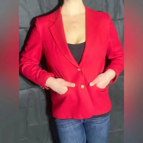 Vintage Wool Stephan Douglas Ltd. Red Double Button Up Career‎ tailored Blazer - Picture 8 of 9